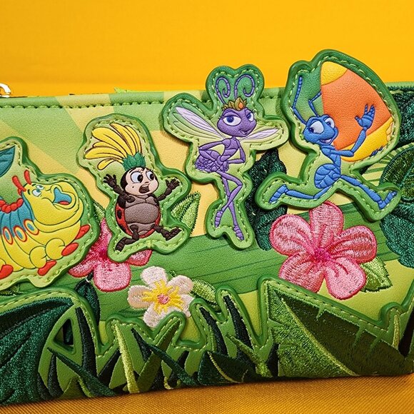 Loungefly Disney Pixar A Bug's Life Group Scene Flap Wallet NEW - Picture 2 of 13